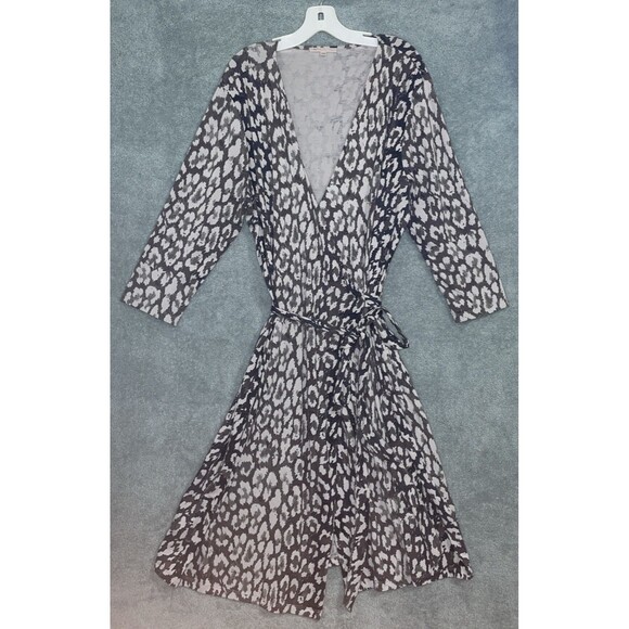 Gap Dress Womens 2XL Gray Wrap Long Sleeve Animal Print‎ Stretch Professional - Picture 1 of 12